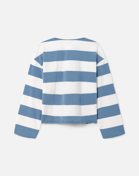 RE/DONE Cut Off Rugby Polo, Blue & Ivory