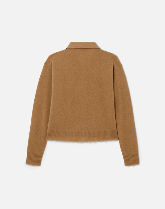 RE/DONE Loose Polo Cardigan, Toffee