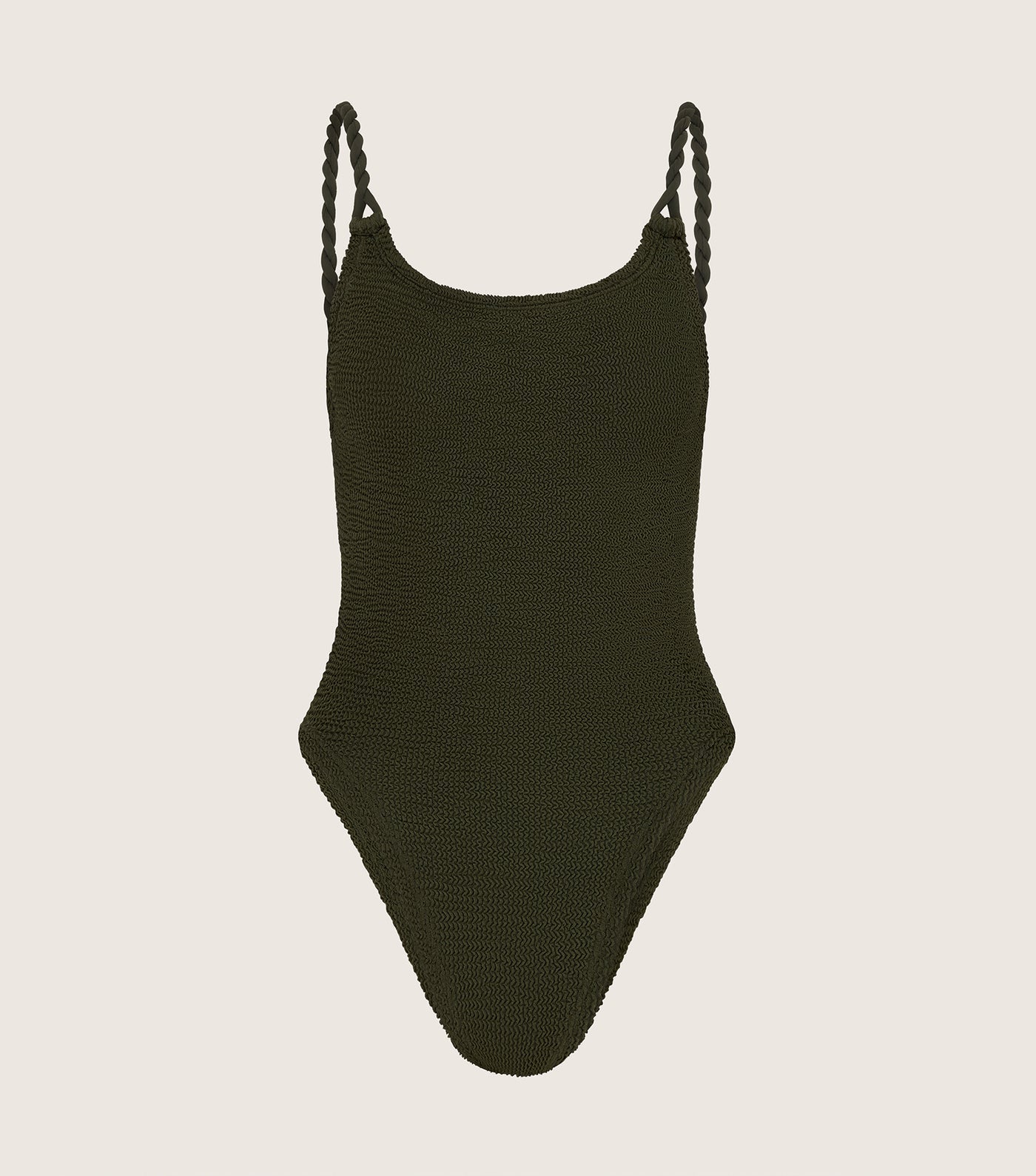 Hunza G Camille Swim, Metallic Khaki Crinkle