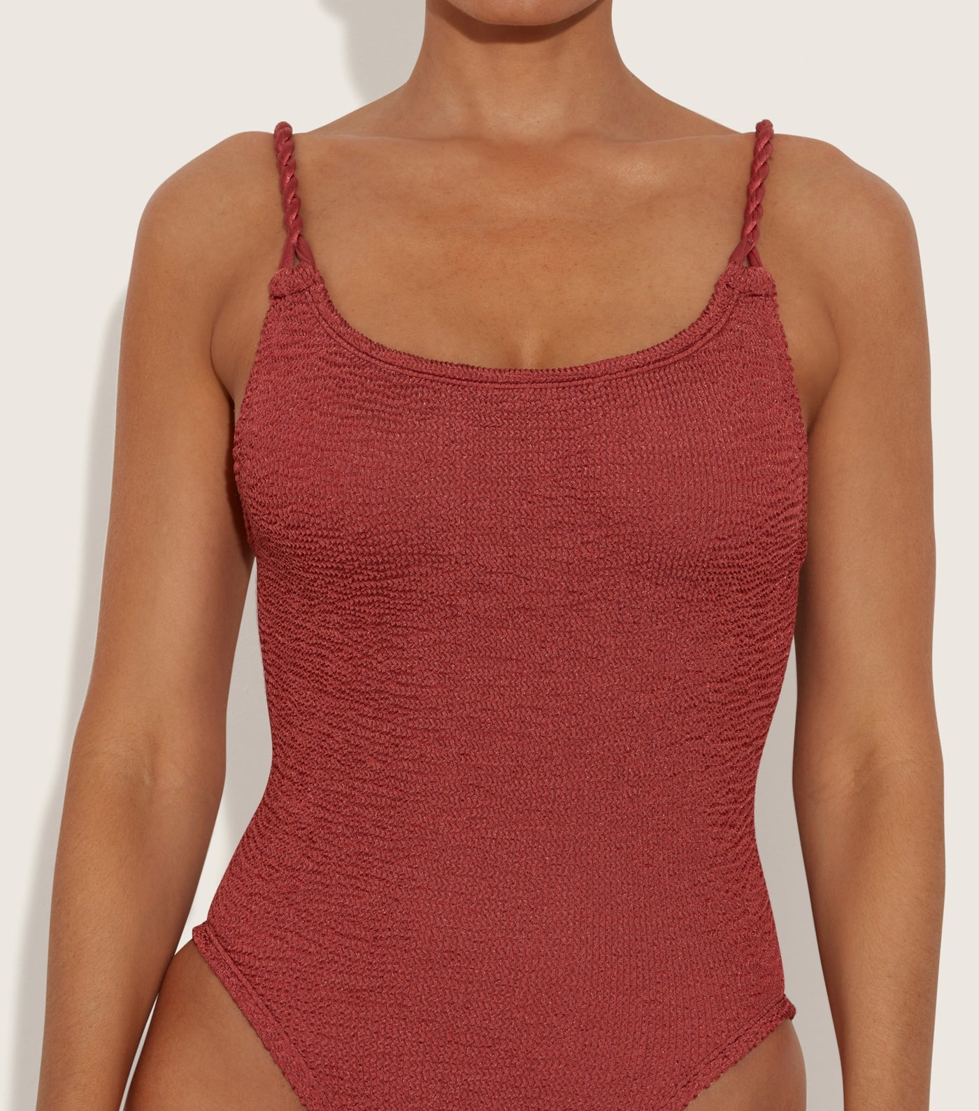 Hunza G Camille Swim, Metallic Rosewood Crinkle