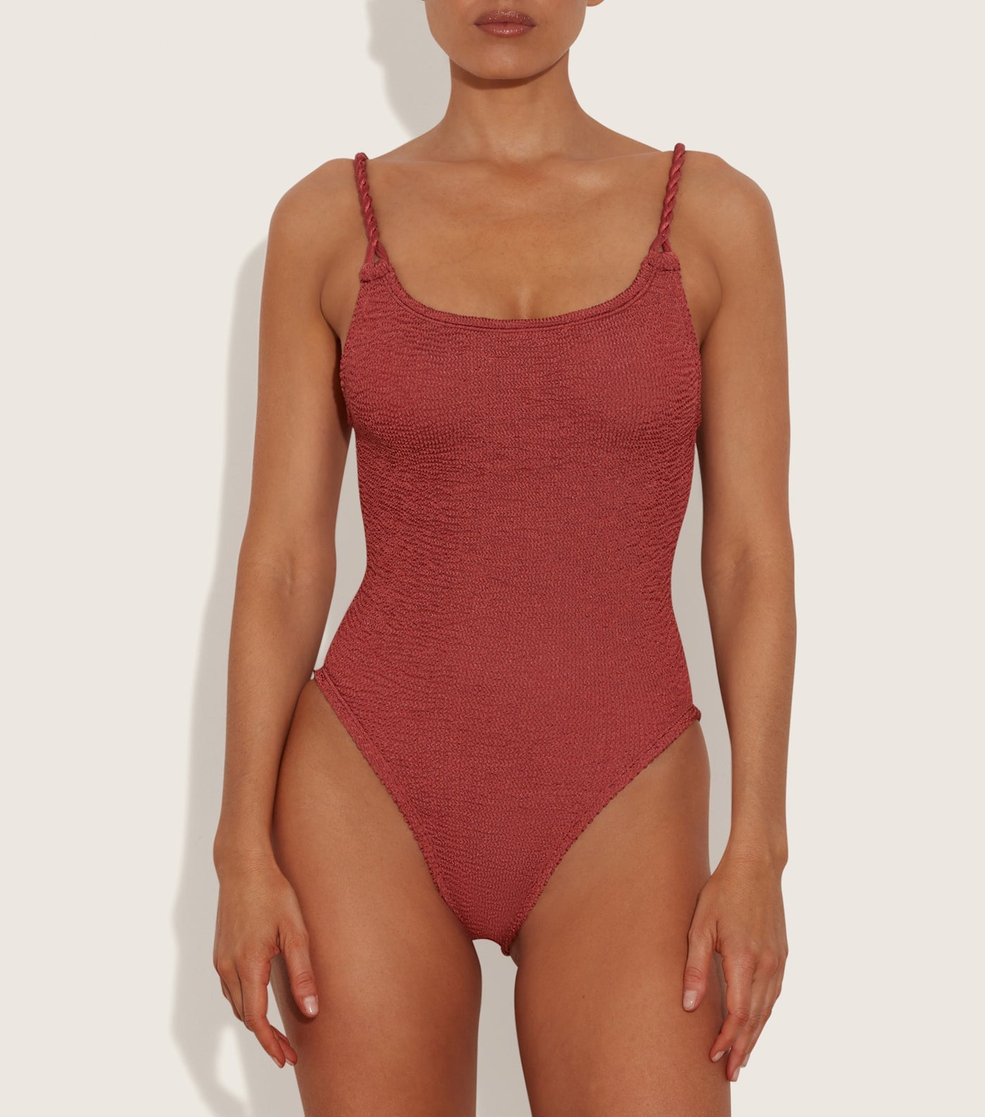 Hunza G Camille Swim, Metallic Rosewood Crinkle