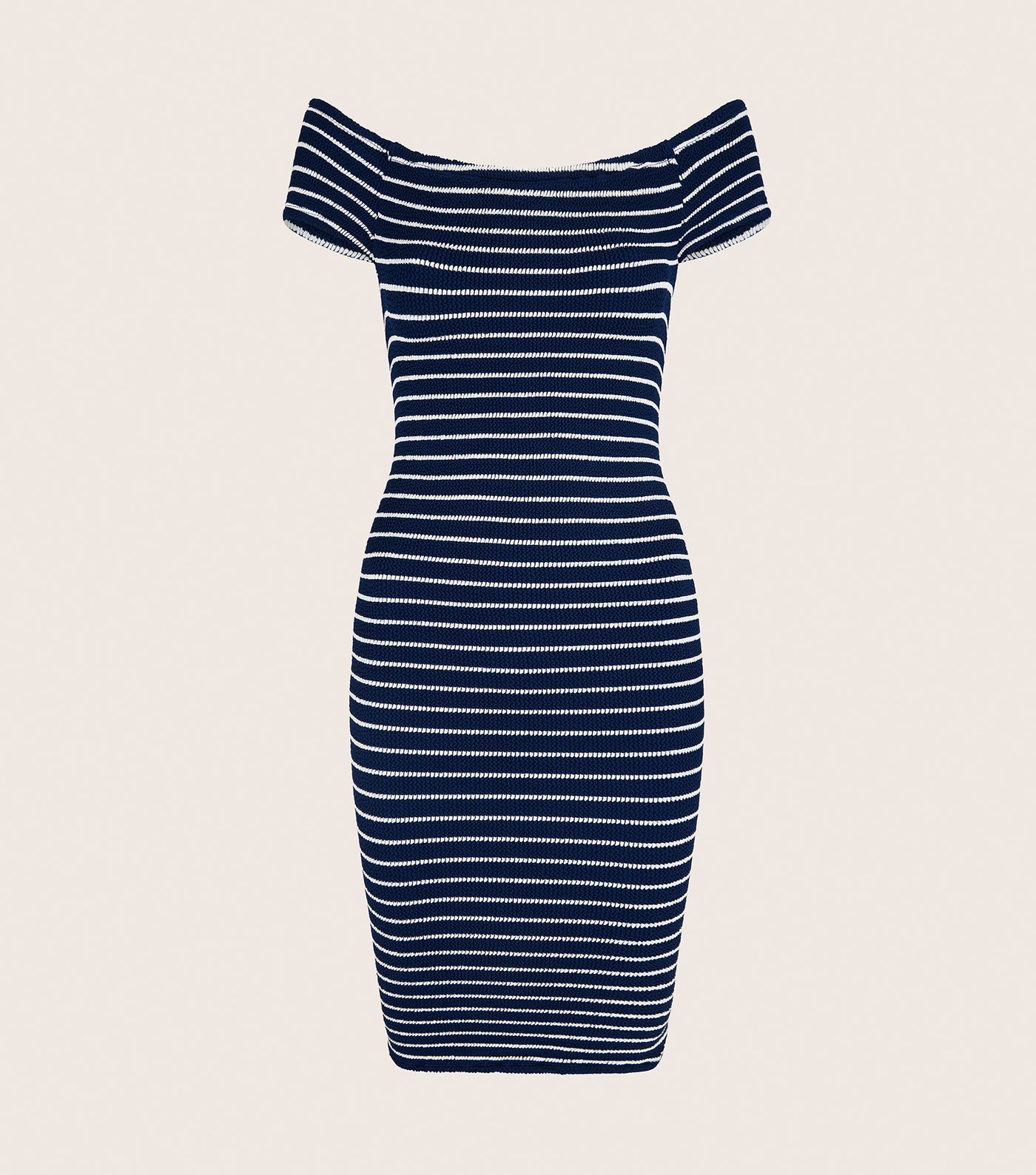 Hunza G Grace Stripe Dress, Navy/White Crinkle