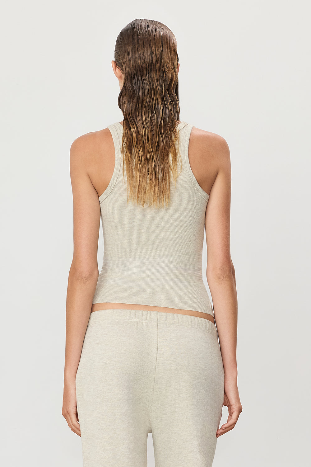 Éterne High Neck Fitted Tank, Heather Oatmeal