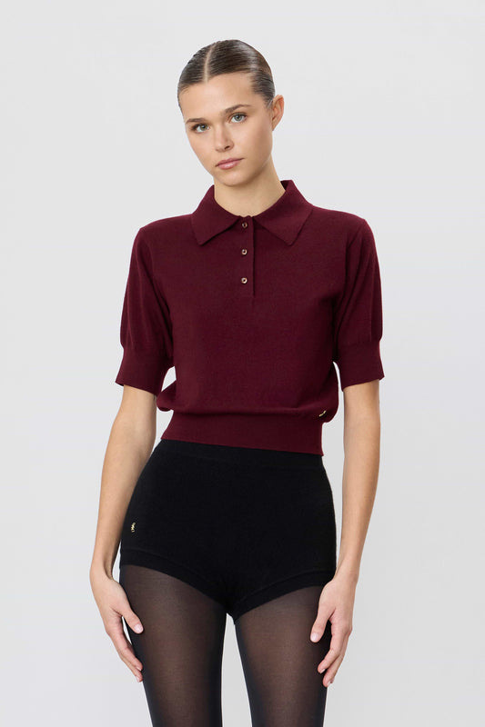 Éterne Journey Cashmere Top, Oxblood