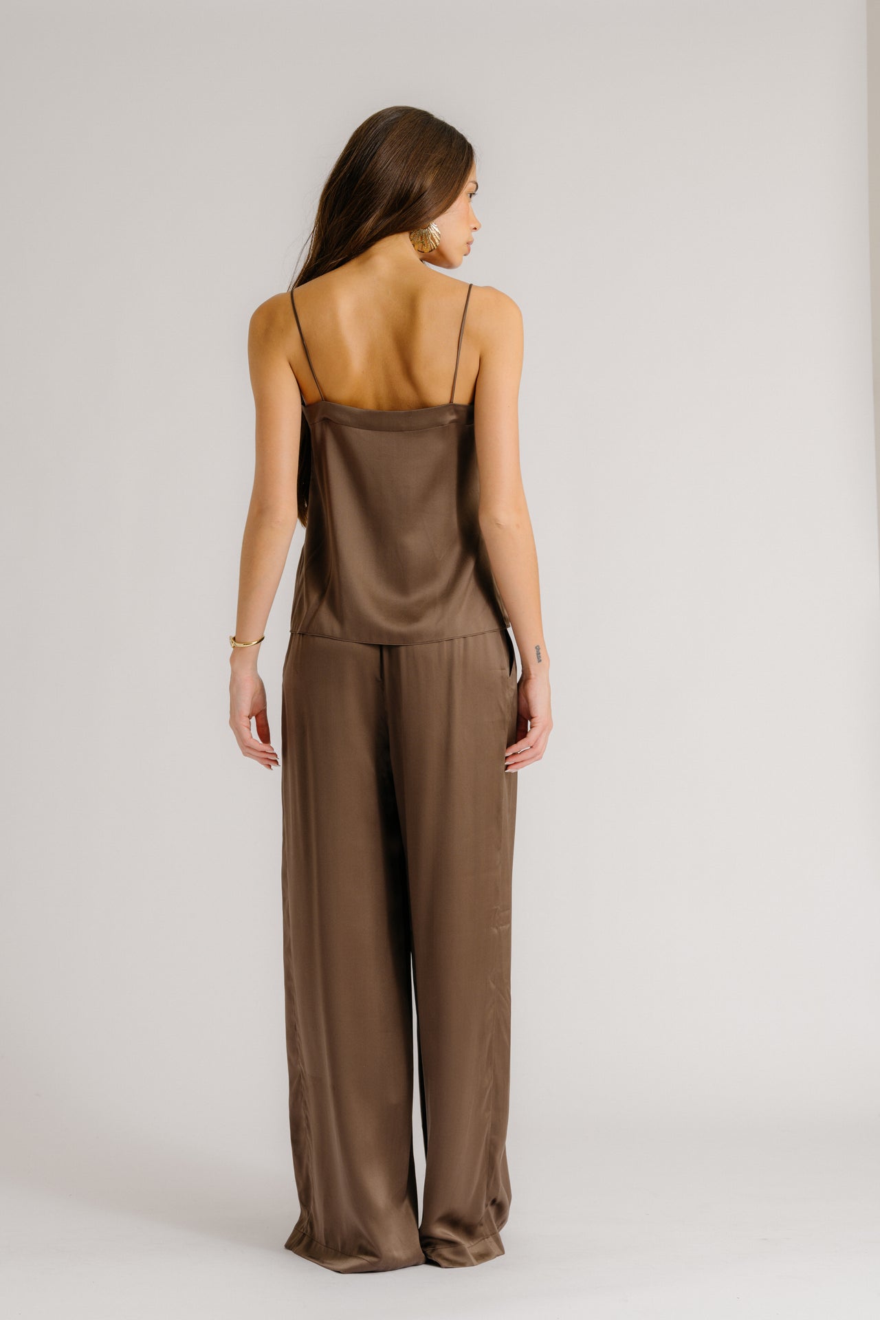 Sablyn, Haya Silk Cami, Lace Trim, Swiss Brown