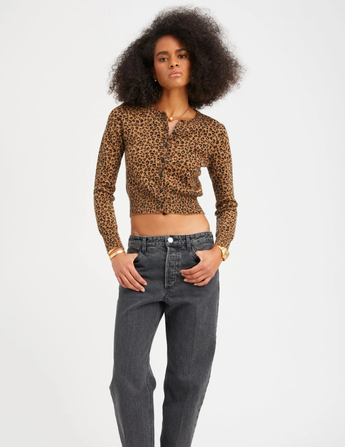 SPRWMN Leopard Fine Cashmere Baby Cardigan