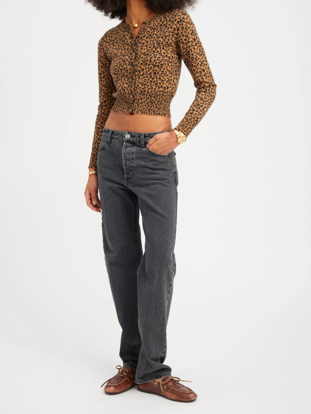 SPRWMN Leopard Fine Cashmere Baby Cardigan
