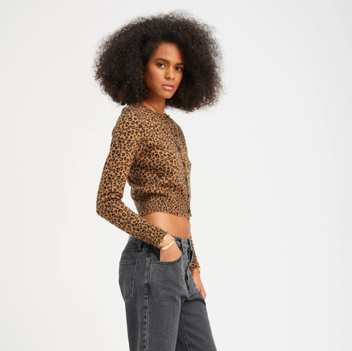 SPRWMN Leopard Fine Cashmere Baby Cardigan
