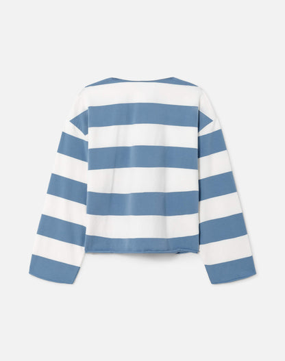 RE/DONE Cut Off Rugby Polo, Blue & Ivory