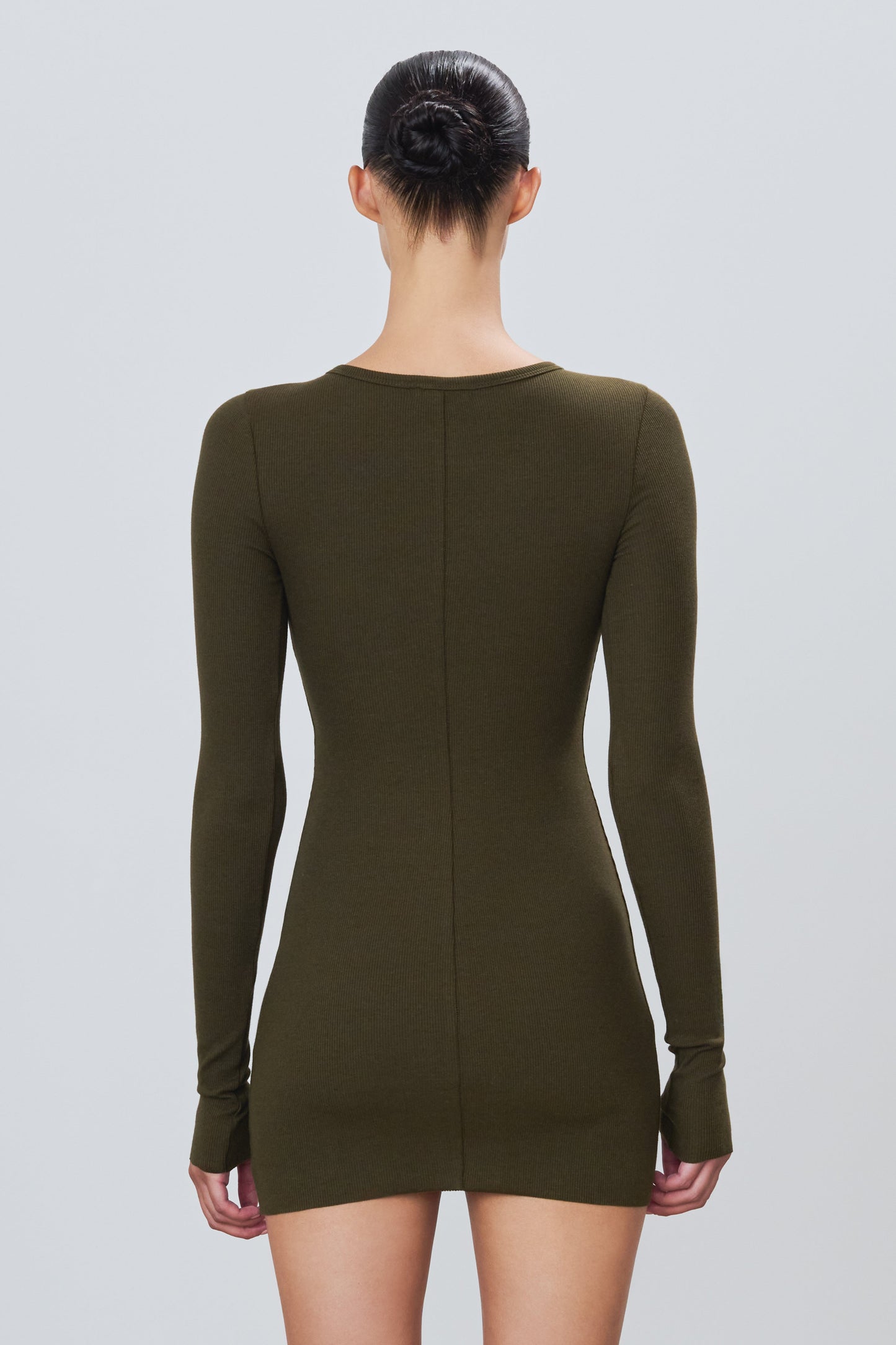 Éterne Long Sleeve crew Neck Mini Dress, Moss