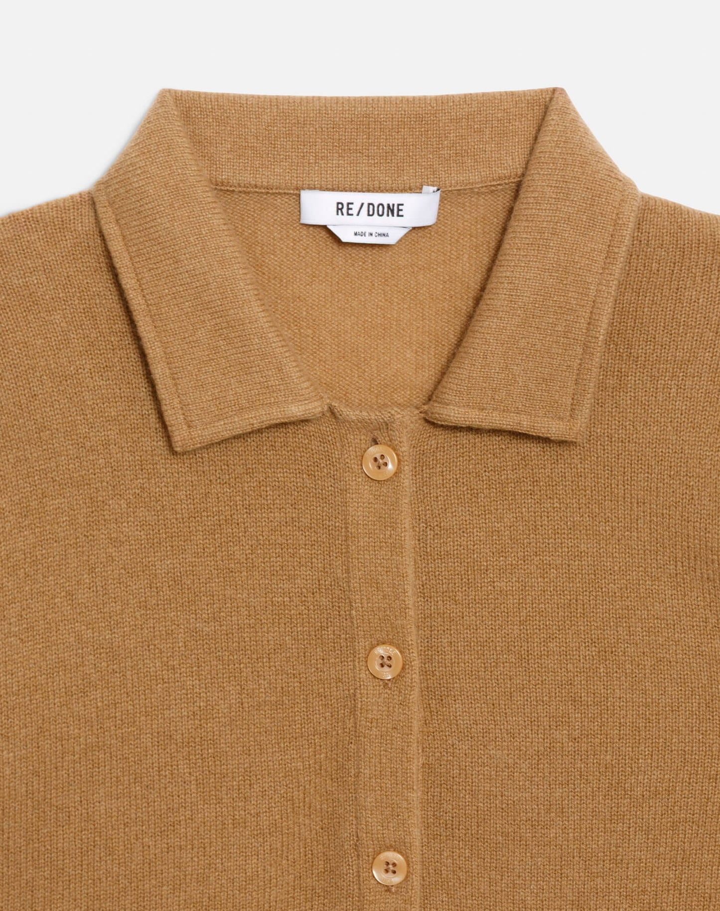 RE/DONE Loose Polo Cardigan, Toffee