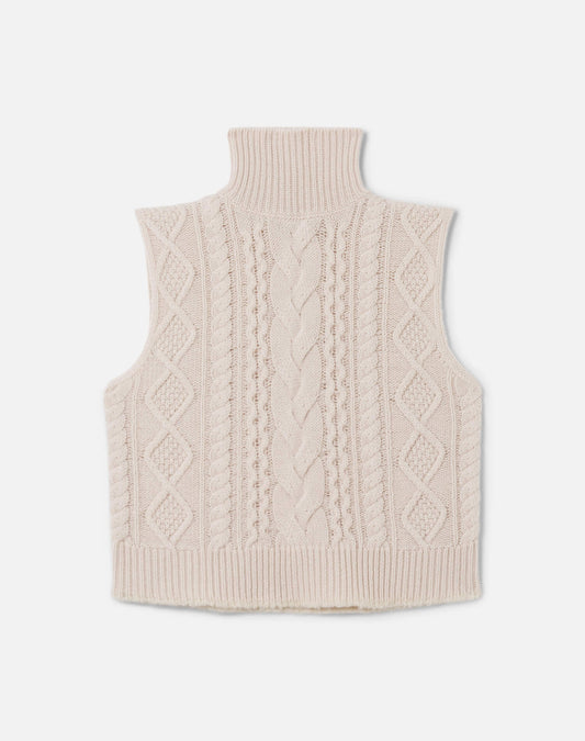 RE/DONE Cable Turtleneck Vest, White