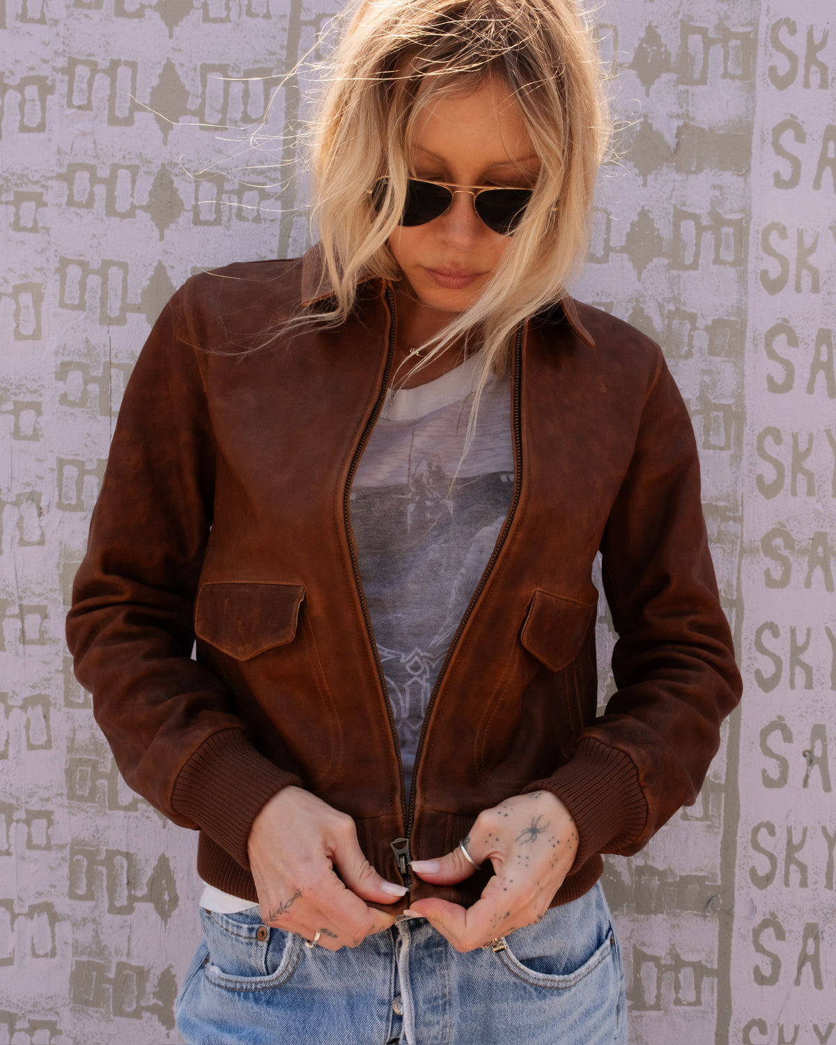 Quinn Leather Bomber Jacket