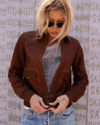 Quinn Leather Bomber Jacket