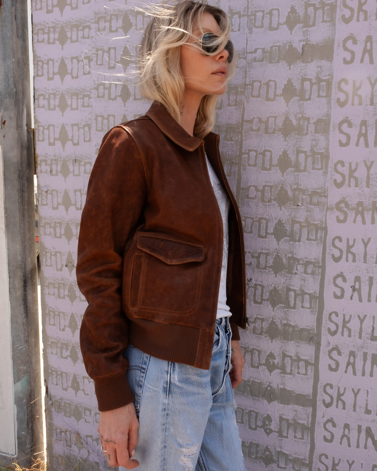 Quinn Leather Bomber Jacket