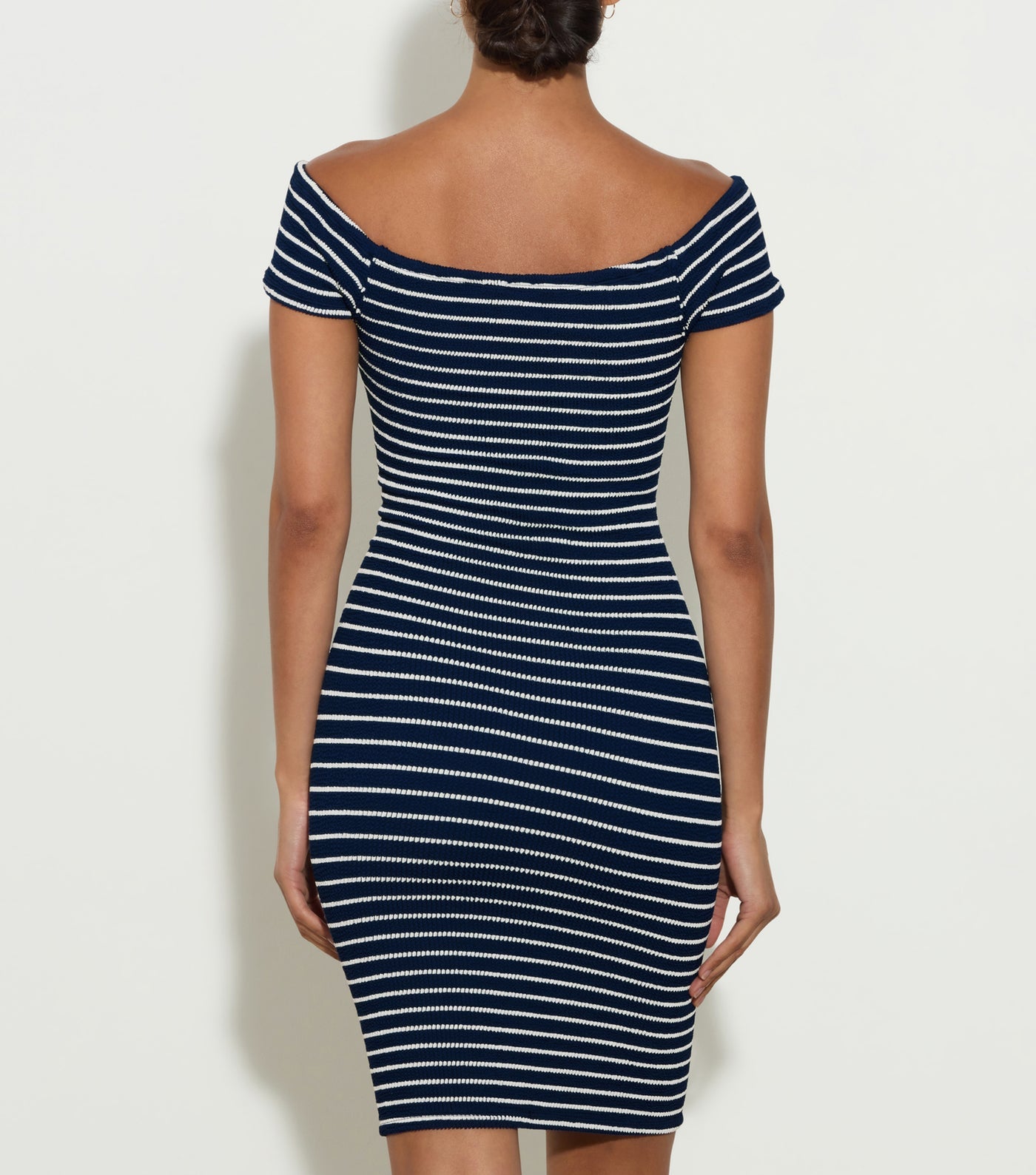 Hunza G Grace Stripe Dress, Navy/White Crinkle