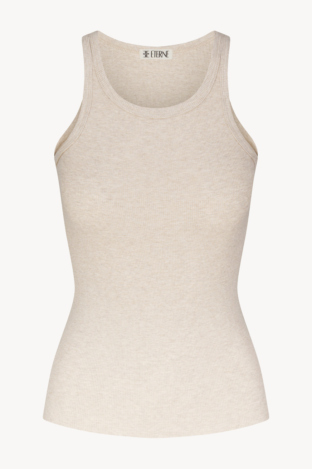 Éterne High Neck Fitted Tank, Heather Oatmeal