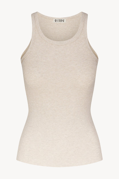 High Neck Fitted Tank | Heather Oatmeal