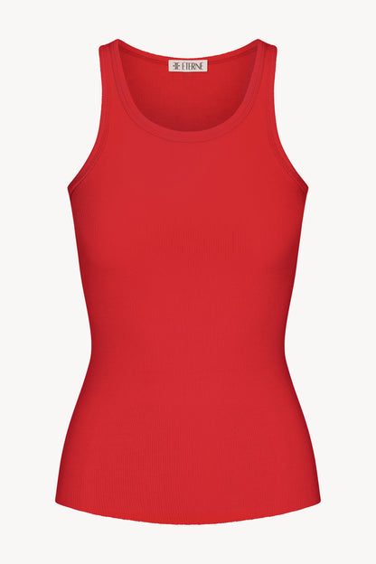 Éterne High Neck Fitted Tank, Rouge