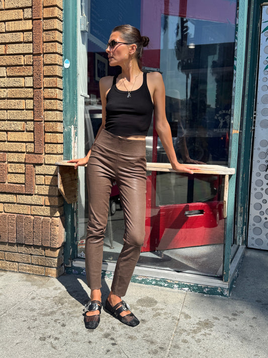 SPRWMN Leather Ankle Leggings, Truffle