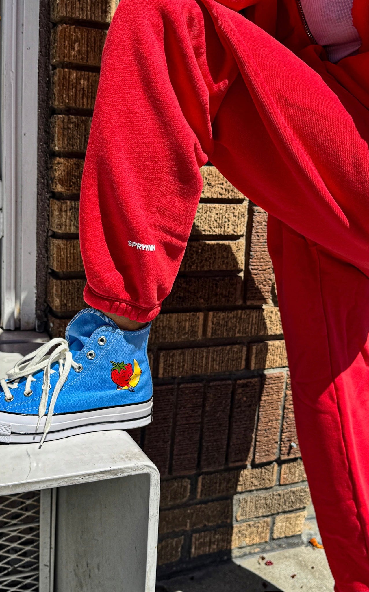 Cotton Mini Logo Sweatpants | Red