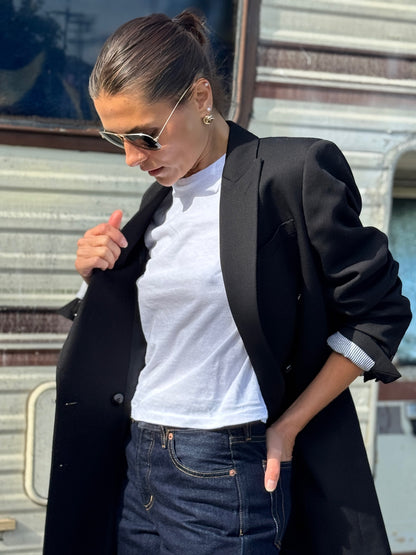 RE/DONE Double Breasted Long Blazer, Black