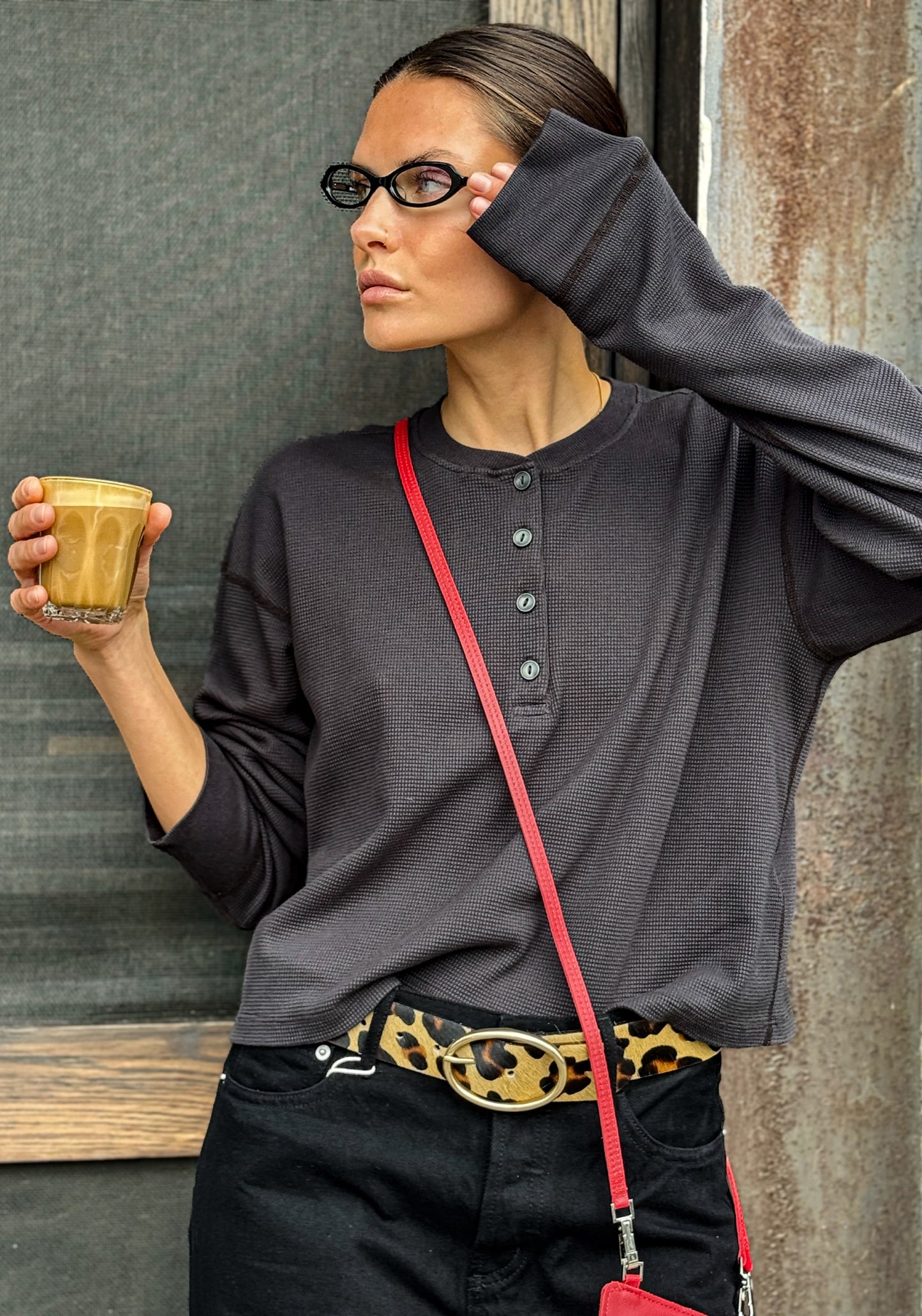 RE/DONE Hanes Waffle Boxy Henley