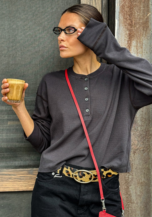 RE/DONE Hanes Waffle Boxy Henley
