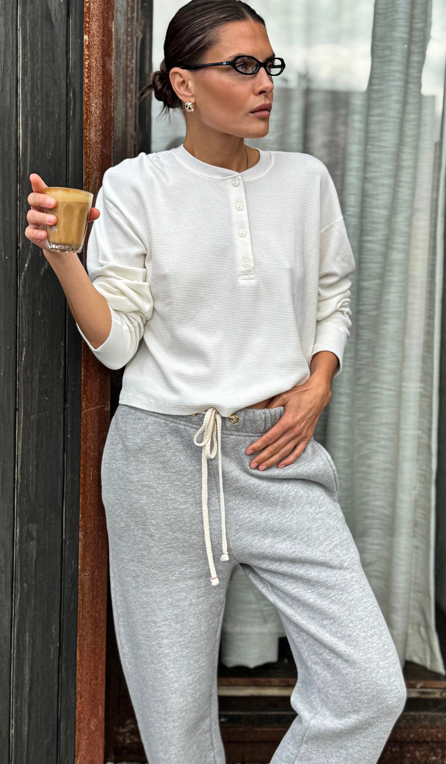 RE/DONE Hanes Waffle Boxy Henley