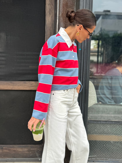 Cut Off Rugby Top | Crimson Bluebird