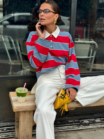 Cut Off Rugby Top | Crimson Bluebird