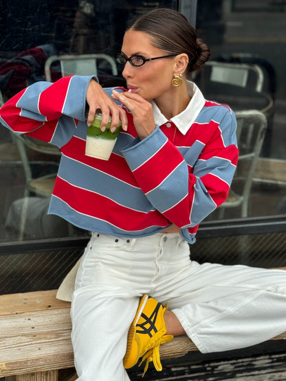 Cut Off Rugby Top | Crimson Bluebird