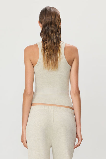 High Neck Fitted Tank | Heather Oatmeal
