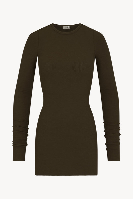 Éterne Long Sleeve crew Neck Mini Dress, Moss