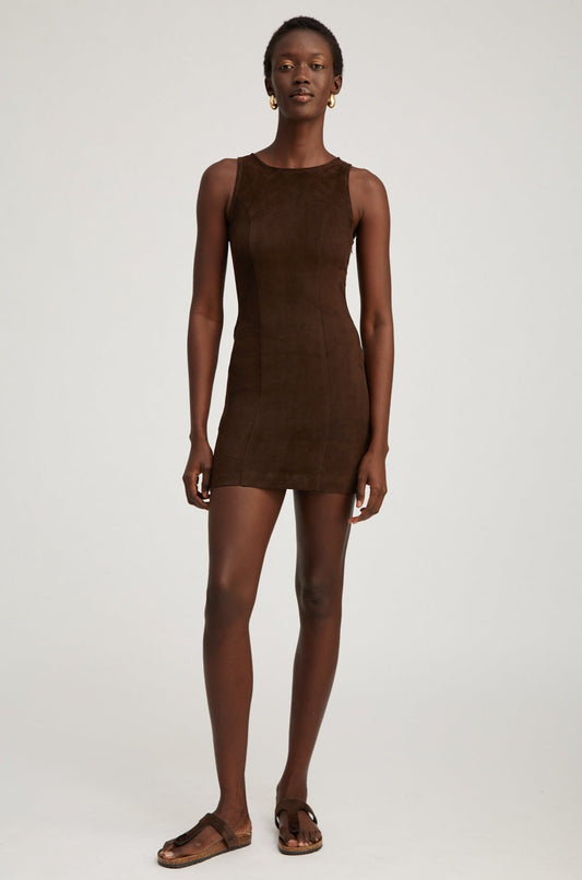 SPRWMN Suede Audrey Mini Dress, Americano