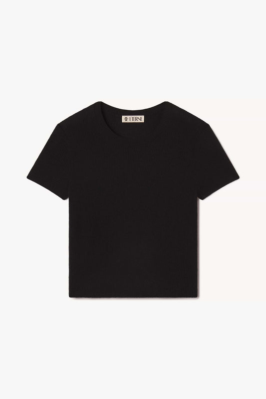 Éterne Rib Stitch Baby Tee, Black Cashmere