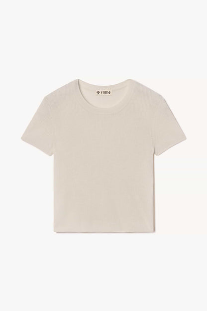 Éterne Rib Stitch Baby Tee, Cashmere, Bone
