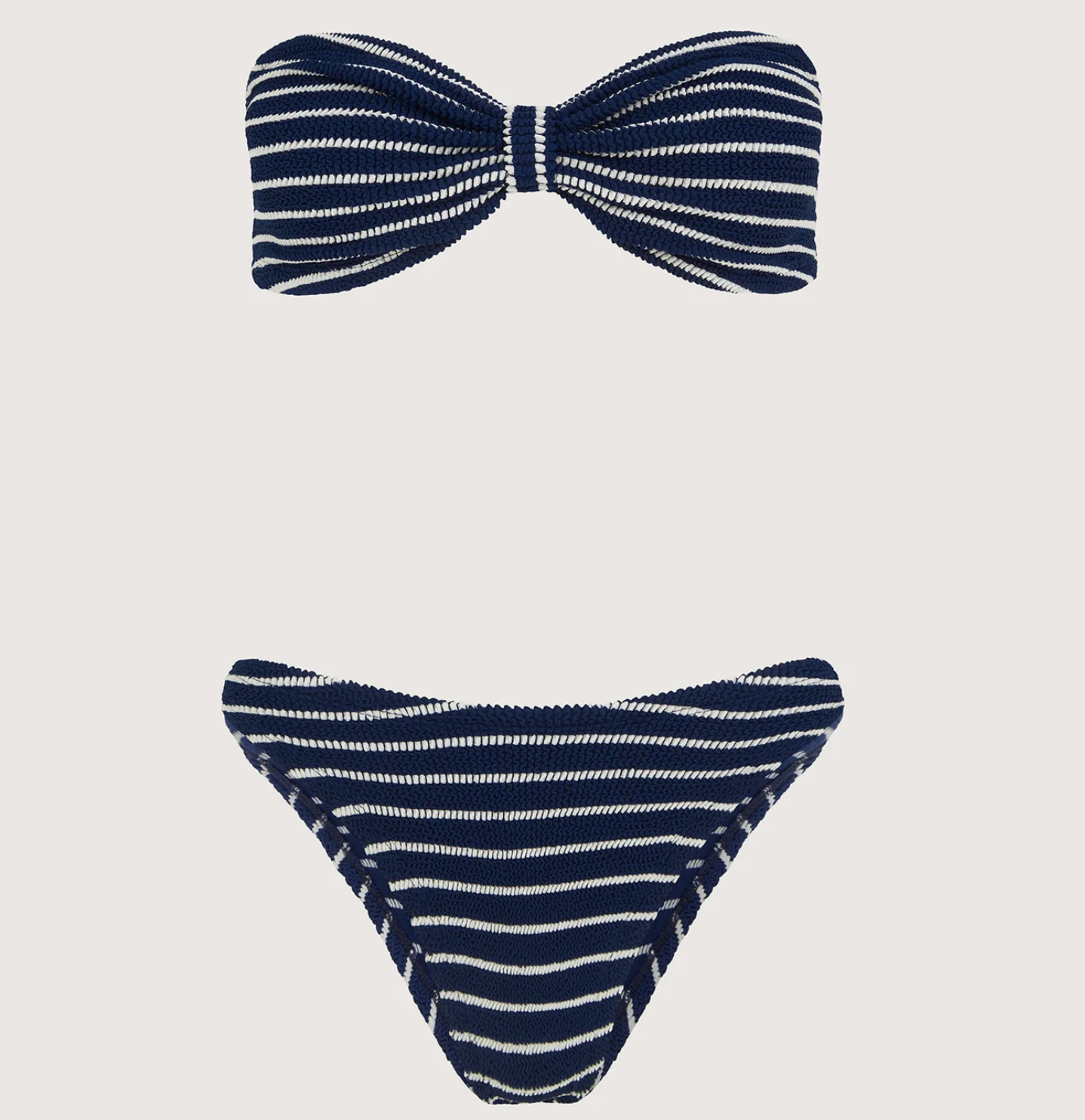 Hunza G Crinkle Bikini, Jean Bikini Navy/White Stripe