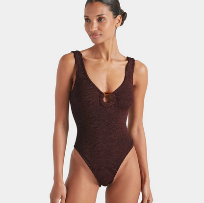 Hunza G Celine One Piece, Metallic Chocolate