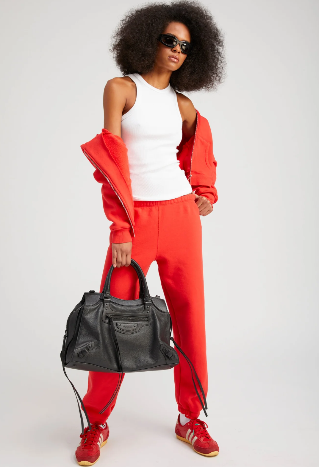 SPRWMN Cotton Shrunken Zip Up Hoodie, red