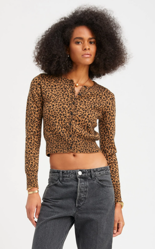 SPRWMN Leopard Fine Cashmere Baby Cardigan