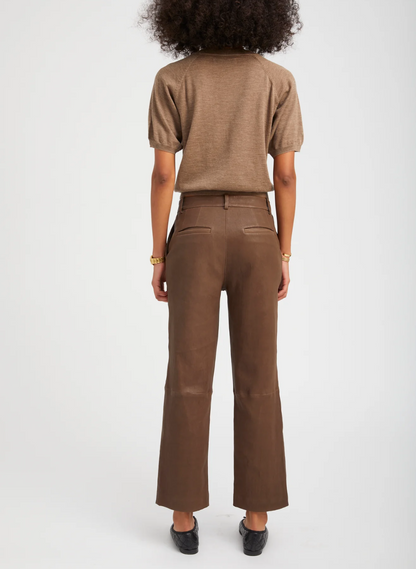 SPRWMN Truffle Leather Cropped Trousers