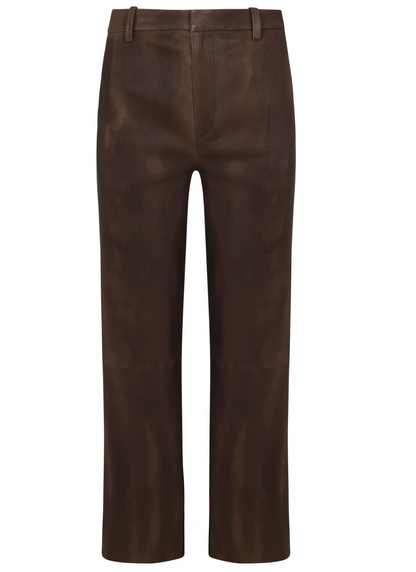 SPRWMN Truffle Leather Cropped Trousers