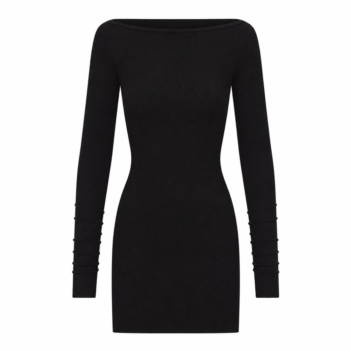 Long Sleeve Boatneck Mini Dress