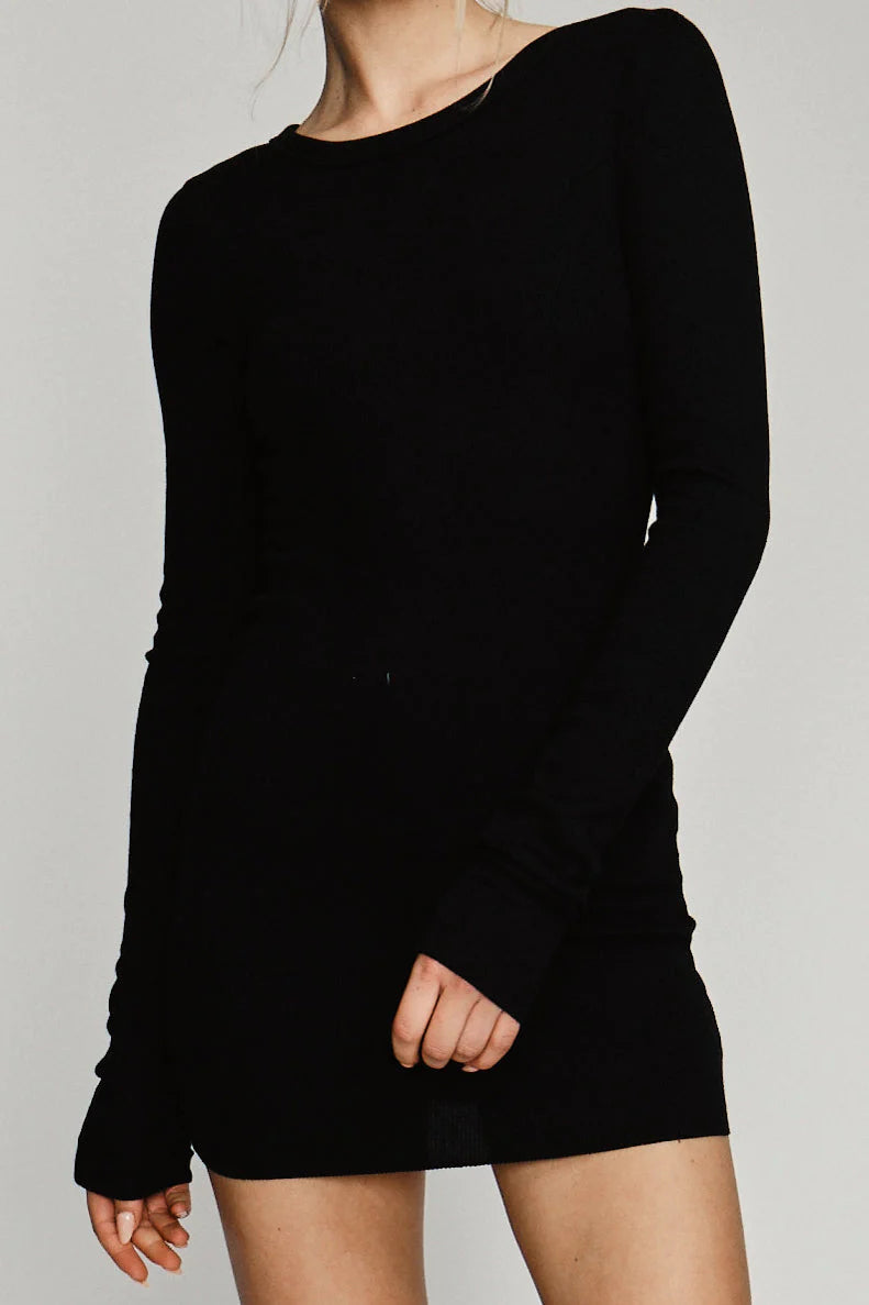 ÉTERNE LONG SLEEVE CREWNECK DRESS MINI